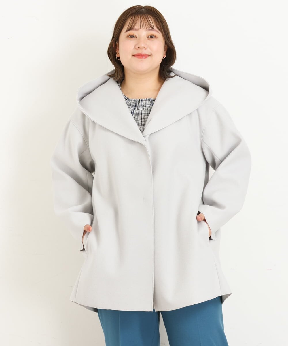 OLCLP12180 eur3(エウルキューブ) 【大きいサイズ】コクーンシルエットコート ライトグレー(91)
