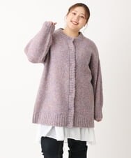 OLCLS03099 eur3(エウルキューブ) 【大きいサイズ】ふわふわ触感！ミックスヤーンローゲージニットカーディガン ライトピンク(01)