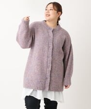 OLCLS03099 eur3(エウルキューブ) 【大きいサイズ】ふわふわ触感！ミックスヤーンローゲージニットカーディガン ライトピンク(01)