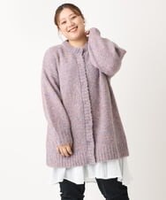 OLCLS03099 eur3(エウルキューブ) 【大きいサイズ】ふわふわ触感！ミックスヤーンローゲージニットカーディガン ライトピンク(01)