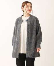 OLCLS03099 eur3(エウルキューブ) 【大きいサイズ】ふわふわ触感！ミックスヤーンローゲージニットカーディガン ブルー(55)