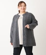 OLCLS03099 eur3(エウルキューブ) 【大きいサイズ】ふわふわ触感！ミックスヤーンローゲージニットカーディガン ブルー(55)