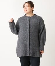 OLCLS03099 eur3(エウルキューブ) 【大きいサイズ】ふわふわ触感！ミックスヤーンローゲージニットカーディガン ブルー(55)