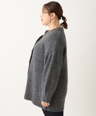 OLCLS03099 eur3(エウルキューブ) 【大きいサイズ】ふわふわ触感！ミックスヤーンローゲージニットカーディガン ブルー(55)