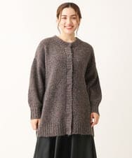 OLCLS03099 eur3(エウルキューブ) 【大きいサイズ】ふわふわ触感！ミックスヤーンローゲージニットカーディガン ダークブラウン(87)
