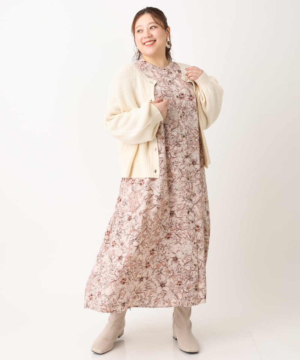 OLCLS07089 eur3(エウルキューブ) 【大きいサイズ】洗える2WAYカーディガン アイボリー(80)
