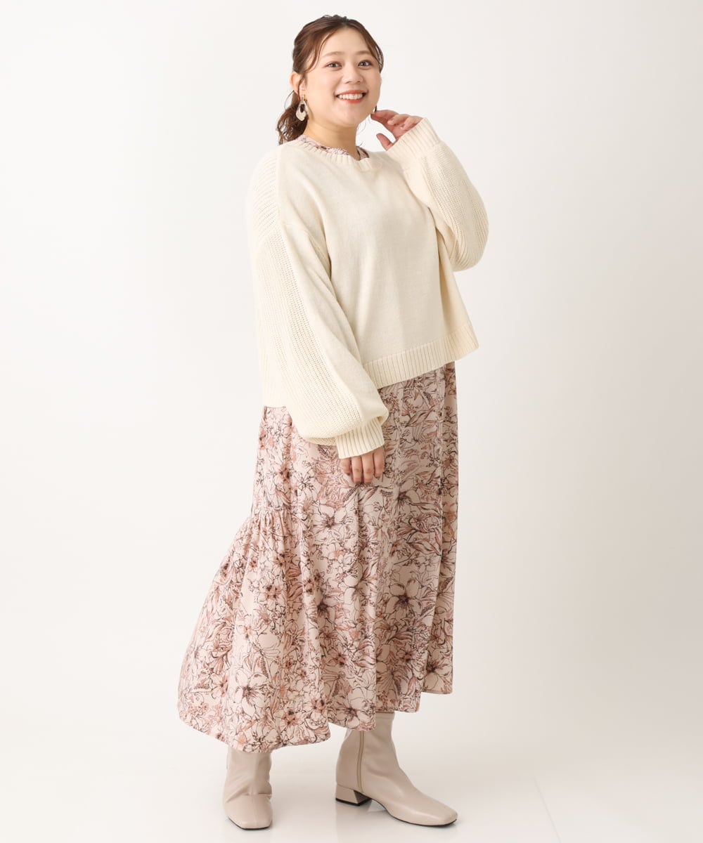 OLCLS07089 eur3(エウルキューブ) 【大きいサイズ】洗える2WAYカーディガン アイボリー(80)