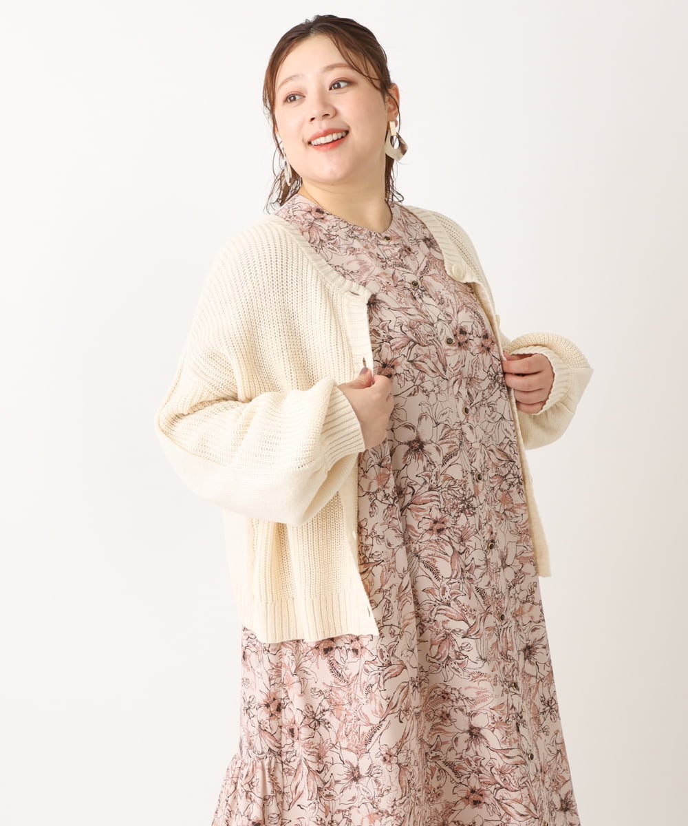OLCLS07089 eur3(エウルキューブ) 【大きいサイズ】洗える2WAYカーディガン アイボリー(80)