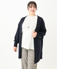 OLCLV01099 eur3(エウルキューブ) 【大きいサイズ】袖ボタントッパーカーディガン ネイビー(57)