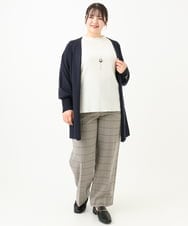 OLCLV01099 eur3(エウルキューブ) 【大きいサイズ】袖ボタントッパーカーディガン ネイビー(57)