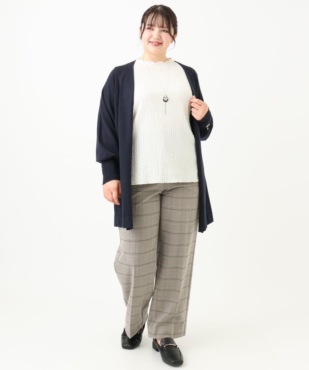 OLCLV01099 eur3(エウルキューブ) 【大きいサイズ】袖ボタントッパーカーディガン ネイビー(57)