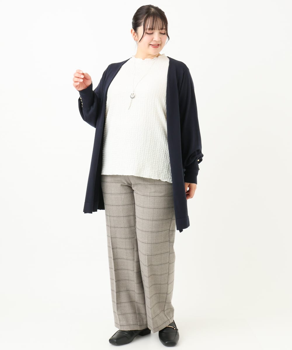 OLCLV01099 eur3(エウルキューブ) 【大きいサイズ】袖ボタントッパーカーディガン ネイビー(57)