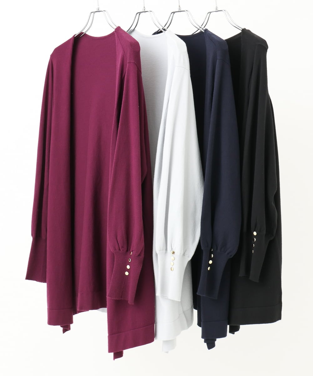 OLCLV01099 eur3(エウルキューブ) 【大きいサイズ】袖ボタントッパーカーディガン ネイビー(57)
