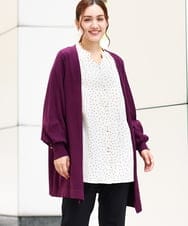 OLCLV01099 eur3(エウルキューブ) 【大きいサイズ】袖ボタントッパーカーディガン ワイン(77)