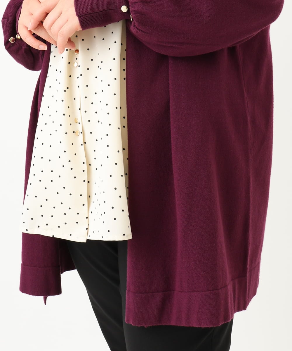 OLCLV01099 eur3(エウルキューブ) 【大きいサイズ】袖ボタントッパーカーディガン ワイン(77)