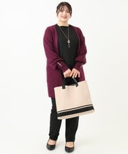 OLCLV01099 eur3(エウルキューブ) 【大きいサイズ】袖ボタントッパーカーディガン ワイン(77)