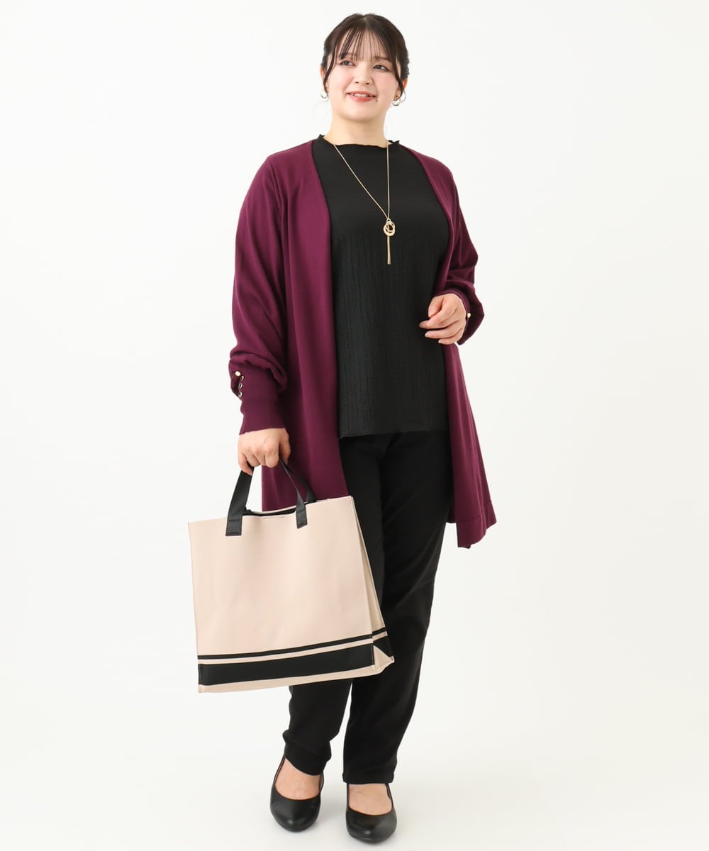 OLCLV01099 eur3(エウルキューブ) 【大きいサイズ】袖ボタントッパーカーディガン ワイン(77)