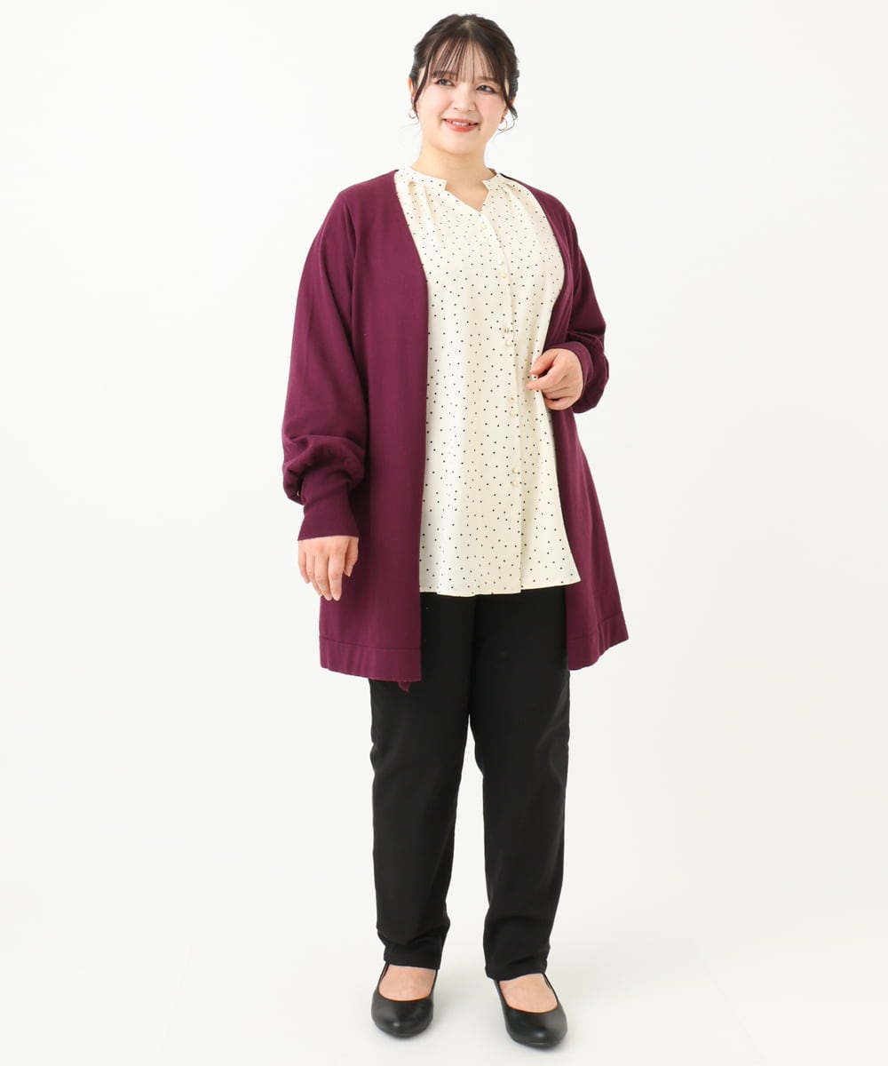 OLCLV01099 eur3(エウルキューブ) 【大きいサイズ】袖ボタントッパーカーディガン ワイン(77)