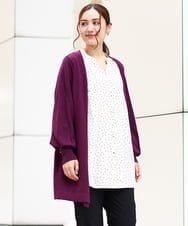 OLCLV01099 eur3(エウルキューブ) 【大きいサイズ】袖ボタントッパーカーディガン ワイン(77)