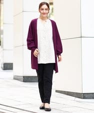 OLCLV01099 eur3(エウルキューブ) 【大きいサイズ】袖ボタントッパーカーディガン ワイン(77)
