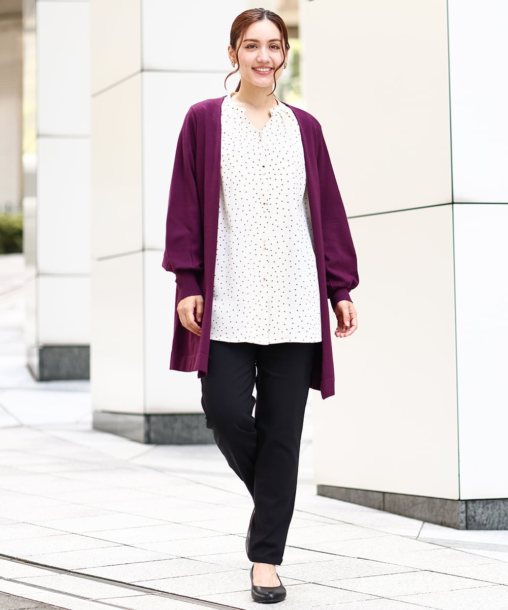 OLCLV01099 eur3(エウルキューブ) 【大きいサイズ】袖ボタントッパーカーディガン ワイン(77)