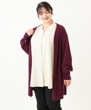 OLCLV01099 eur3(エウルキューブ) 【大きいサイズ】袖ボタントッパーカーディガン ワイン(77)