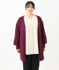 OLCLV01099 eur3(エウルキューブ) 【大きいサイズ】袖ボタントッパーカーディガン ワイン(77)