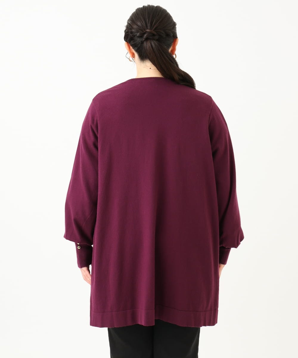 OLCLV01099 eur3(エウルキューブ) 【大きいサイズ】袖ボタントッパーカーディガン ワイン(77)