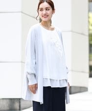 OLCLV01099 eur3(エウルキューブ) 【大きいサイズ】袖ボタントッパーカーディガン ライトグレー(91)