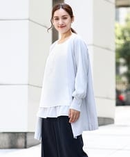 OLCLV01099 eur3(エウルキューブ) 【大きいサイズ】袖ボタントッパーカーディガン ライトグレー(91)