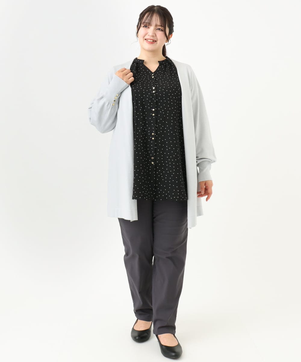 OLCLV01099 eur3(エウルキューブ) 【大きいサイズ】袖ボタントッパーカーディガン ライトグレー(91)
