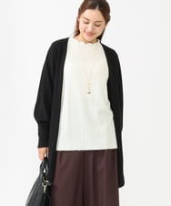 OLCLV01099 eur3(エウルキューブ) 【大きいサイズ】袖ボタントッパーカーディガン ブラック(94)（WEB限定カラー）