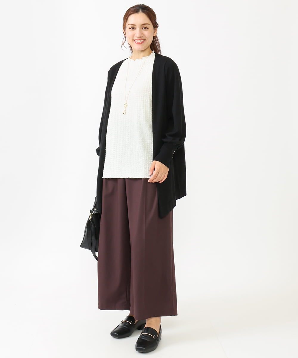 OLCLV01099 eur3(エウルキューブ) 【大きいサイズ】袖ボタントッパーカーディガン ブラック(94)（WEB限定カラー）