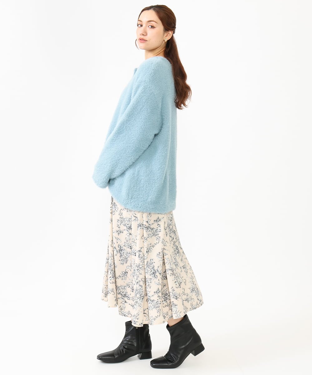 OLCLV02129 eur3(エウルキューブ) 【雑誌掲載】【大きいサイズ】ヘアリーニットジャケット ライトブルー(50)