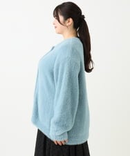 OLCLV02129 eur3(エウルキューブ) 【雑誌掲載】【大きいサイズ】ヘアリーニットジャケット ライトブルー(50)