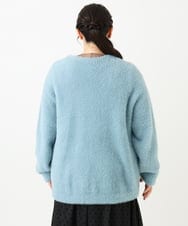 OLCLV02129 eur3(エウルキューブ) 【雑誌掲載】【大きいサイズ】ヘアリーニットジャケット ライトブルー(50)