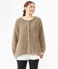 OLCLV02129 eur3(エウルキューブ) 【雑誌掲載】【大きいサイズ】ヘアリーニットジャケット モカ(84)