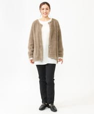 OLCLV02129 eur3(エウルキューブ) 【雑誌掲載】【大きいサイズ】ヘアリーニットジャケット モカ(84)