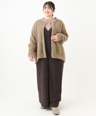 OLCLV02129 eur3(エウルキューブ) 【雑誌掲載】【大きいサイズ】ヘアリーニットジャケット モカ(84)