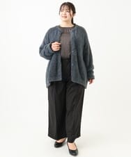 OLCLV02129 eur3(エウルキューブ) 【雑誌掲載】【大きいサイズ】ヘアリーニットジャケット ダークグレー(93)