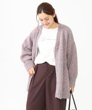 OLCLV13099 eur3(エウルキューブ) 【大きいサイズ】ミックスブークレーVネックカーディガン ライトピンク(01)
