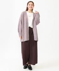 OLCLV13099 eur3(エウルキューブ) 【大きいサイズ】ミックスブークレーVネックカーディガン ライトピンク(01)