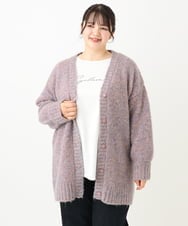 OLCLV13099 eur3(エウルキューブ) 【大きいサイズ】ミックスブークレーVネックカーディガン ライトピンク(01)