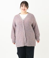 OLCLV13099 eur3(エウルキューブ) 【大きいサイズ】ミックスブークレーVネックカーディガン ライトピンク(01)