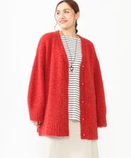 OLCLV13099 eur3(エウルキューブ) 【大きいサイズ】ミックスブークレーVネックカーディガン レッド(05)