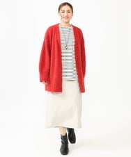 OLCLV13099 eur3(エウルキューブ) 【大きいサイズ】ミックスブークレーVネックカーディガン レッド(05)