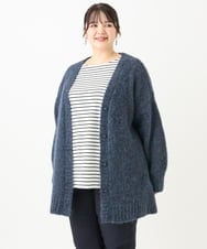 OLCLV13099 eur3(エウルキューブ) 【大きいサイズ】ミックスブークレーVネックカーディガン ネイビー(57)