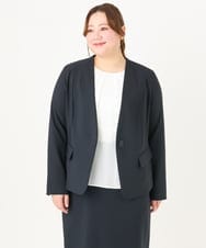OLDDA01199 eur3(エウルキューブ) 【大きいサイズ/11号サイズあり/B-move JK/セットアップ対応】Wクロスストレッチノーカラージャケット ネイビー(57)