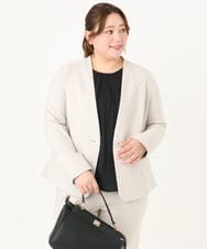 OLDDA01199 eur3(エウルキューブ) 【大きいサイズ/11号サイズあり/B-move JK/セットアップ対応】Wクロスストレッチノーカラージャケット グレージュ(89)