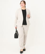 OLDDA01199 eur3(エウルキューブ) 【大きいサイズ/11号サイズあり/B-move JK/セットアップ対応】Wクロスストレッチノーカラージャケット グレージュ(89)